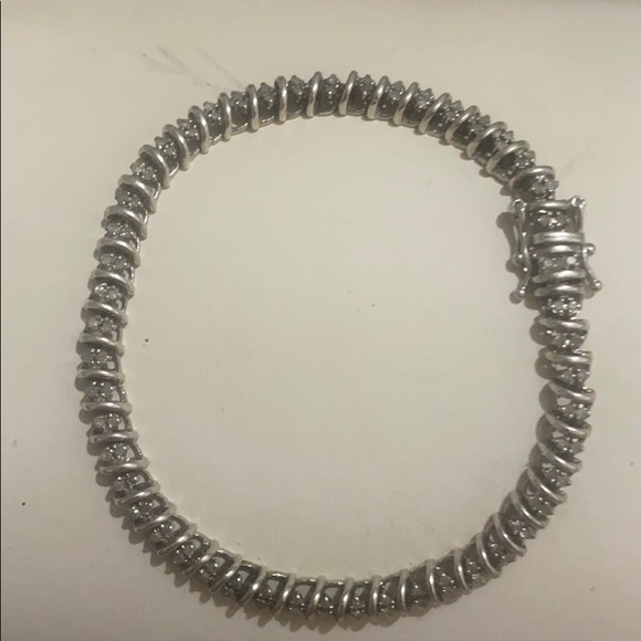 Sterling Silver real diamonds vintage bracelet - Picture 2 of 7